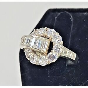 Designer Sterling Silver DQ CZ Ring 925 Size 6